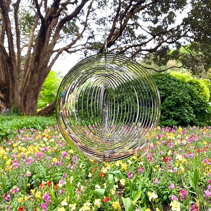 Wind Spinner Metal Garden Spinners Outdoor Garden Art for Backyard Outdoor Hanging Decor and Spinners for Yard and Garden Ornaments 3D Shape (Silver Sun & Moon)