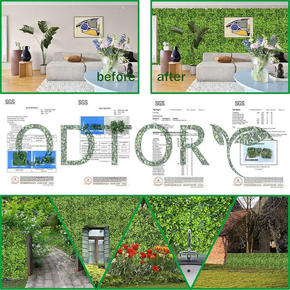 ODTORY Artificial Plant Wall Roll: 40X120 in (33.5 sqft) UV-Anti Ivy Privacy Fence Screen Faux Greenery Panels Backdrop Boxwood Ivy Vine Leaf Hedge Fence for Indoor Outdoor Green Decor