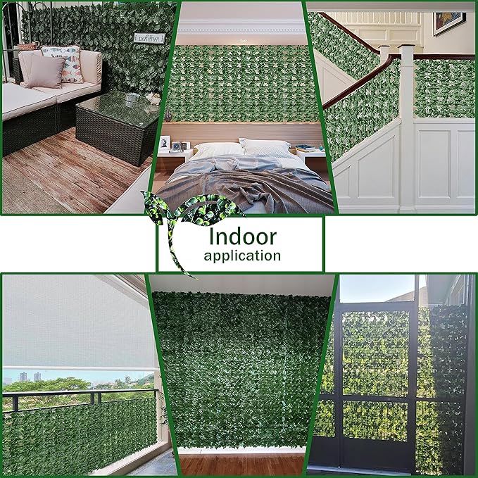 ODTORY Artificial Fence Privacy Screen: 4FT x 20FT UV-Anti Faux Greenery Backdrop Ivy Chain Link Shades Panels for Patio, Balcony, Garden,Deck,Backyard Indoor Outdoor Green Wall Decor
