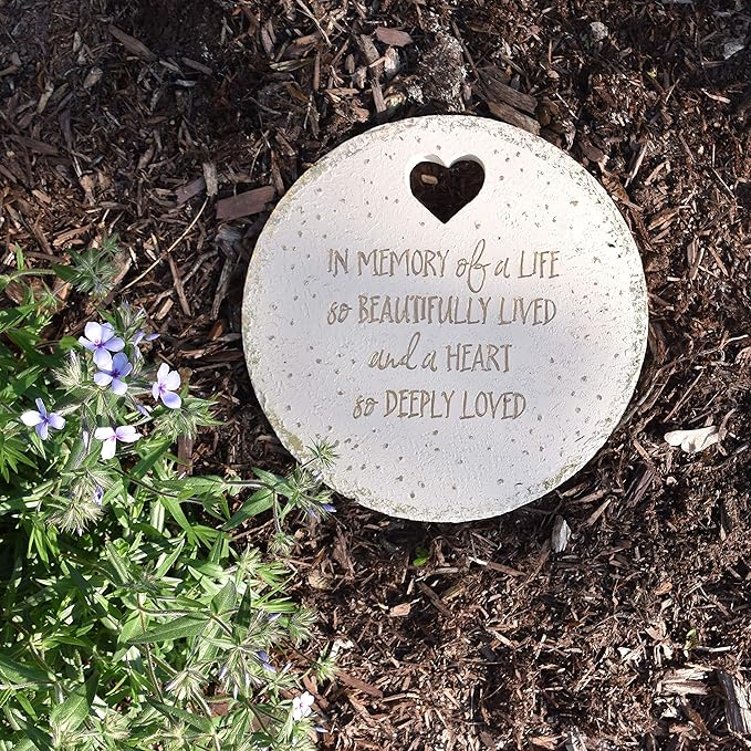 Pavilion Gift Company - in Memory of A Life So Beautifully Live & A Heart So Deeply Loved - 10" Round Weather Proof Garden Stone