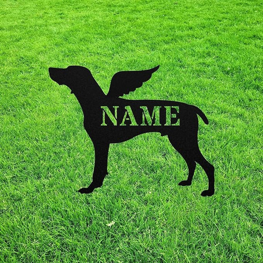 German Shorthaired Pointer Angel Wings Gsp Statue Figurine Garden Memorial Metal Burial Gift Sympathy Grave Marker for Yard Garden Porch Lawn Grassland Park Farm Flowerpot Decor.