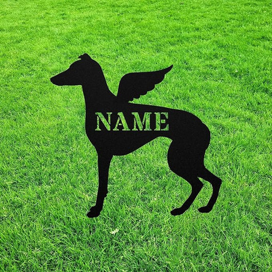 Greyhound Angel Wings Statue Figurine For Garden Sign Memorial Metal Burial Bereavement Sympathy Gift Grave Marker for Yard Garden Porch Lawn Grassland Park Farm Flowerpot Decor.