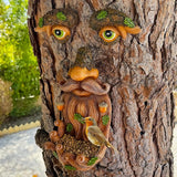 Mood Lab Tree Face Decor - Outdoor Bird Feeder with Acorns - Old Man Tree Face Garden Hugger Decoration