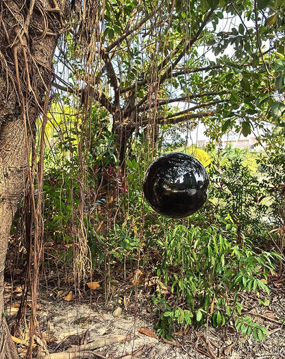 Gazing Ball for Garden Decor - 8-Inch Hollow Metal Sphere for Outdoor & Indoor Use, Patio, Yard, Flower Bed Accent Piece (Black)