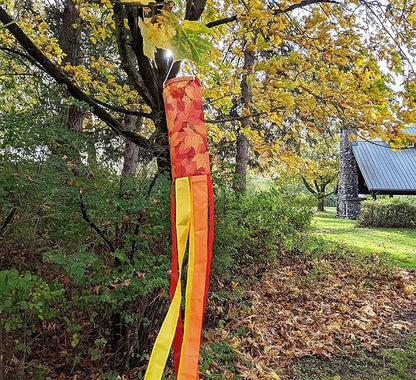 Madrona Brands Fall Leaves Windsock | Durable Outdoor Hanging Wind Decoration | Patio, Porch, Yard | 48 Inch