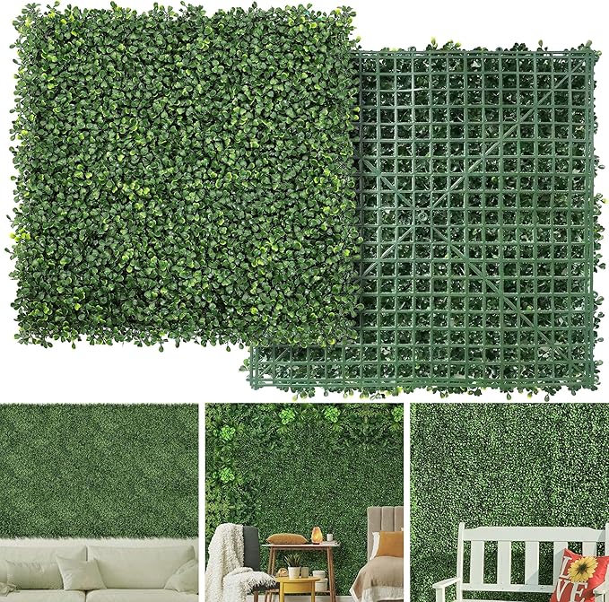 NETAP Grass Wall Panels Backdrop, 20"x 20"(12Pcs) Faux Boxwood Panels for Outdoor Indoor Green Wall Decor, Party Wedding Garden Fence Decorations
