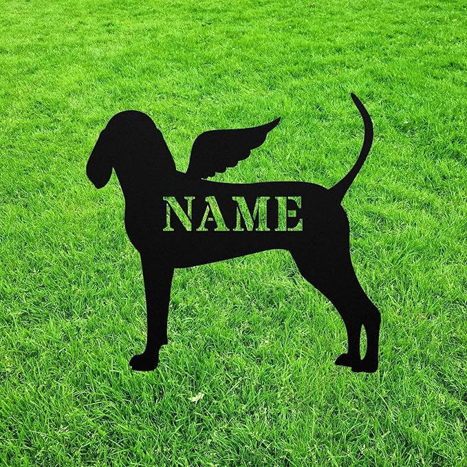 Redbone Coonhound Angel Wings Statue Figurine For Garden Sign Memorial Ornament Metal Bereavement Sympathy Gift Grave Marker for Yard Garden Porch Lawn Grassland Park Farm Flowerpot.