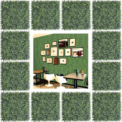 Bybeton 12 Pack 20"x20" Artificial Grass Wall Panels, 4-Layer UV Protected Boxwood Panels, Faux Greenery Wall Backdrop for Outdoor Indoor Privacy Fence Screen, Garden, Balcony & Backyard Decor